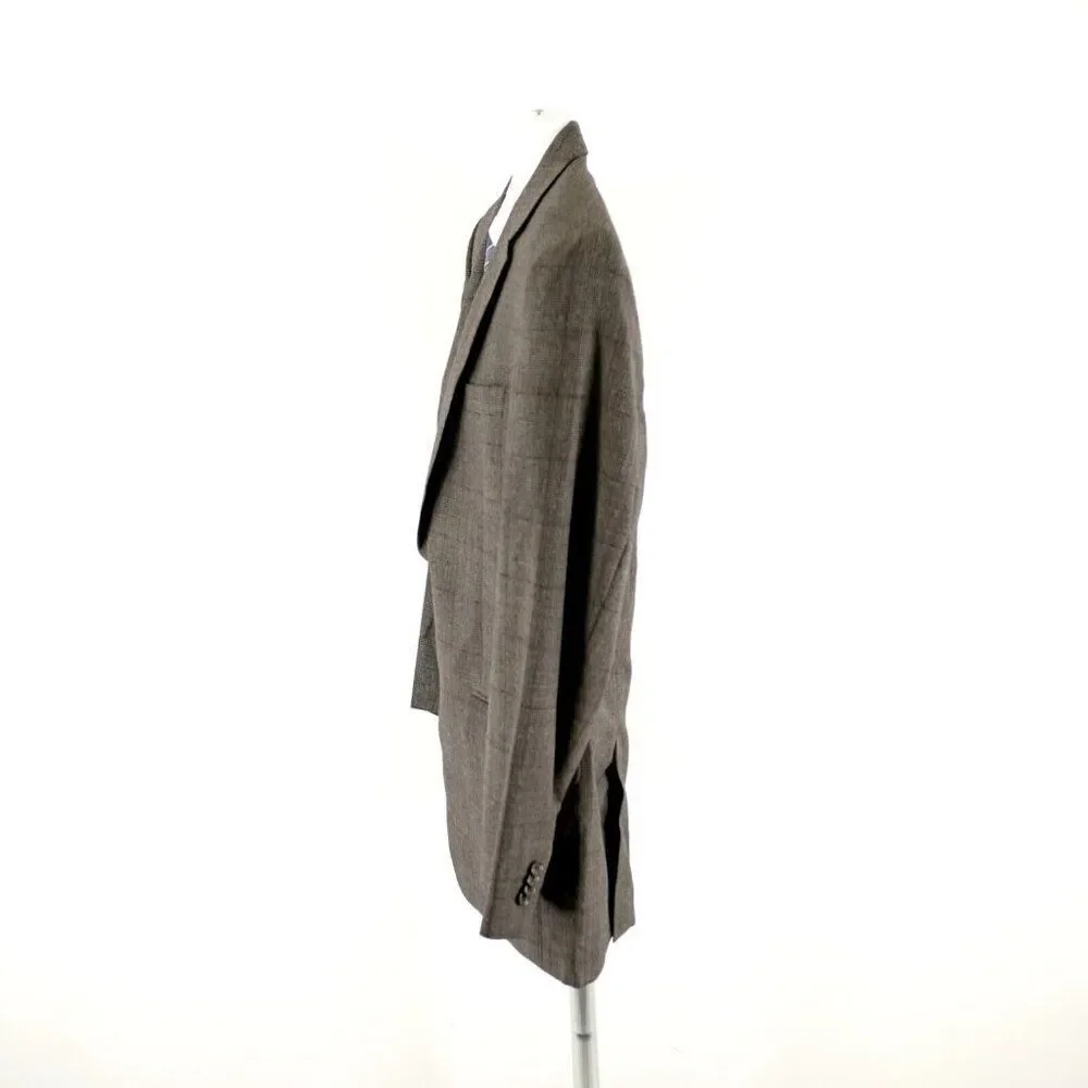 Michael Kors Wool Brown Glen Plaid Windowpane 2 Button Sport Coat 40L‎